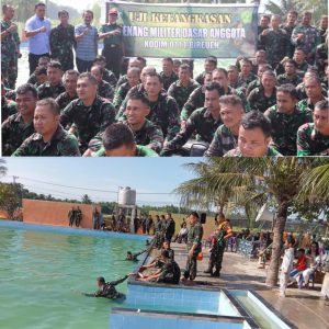 Dandim Uji Ketangkasan Renang Militer Dasar Anggota Kodim 0111/ Bireuen