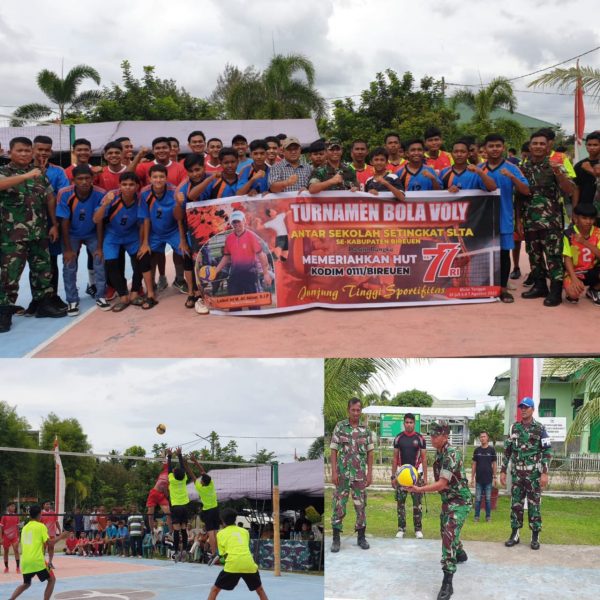 Kodim 0111/Bireuen Selenggarakan Turnamen Bola Volly Antar Sekolah Setingkat SLTA