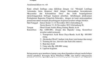 Surat Bimtek Aparatur Desa Kembali Bergentayangan di Abdya