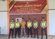 Tim Patroli Ninja X Samapta Polres Aceh Timur Cek Gudang Logistik Pemilu