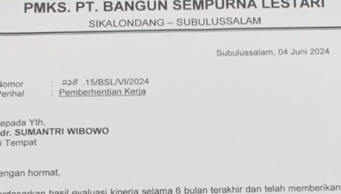 Diberhentikan Sepihak, PT BSL Tidak Memberikan Hak Karyawannya