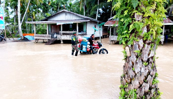 Banjir di Kampong Panji, Danramil 0118-03 Perintahkan Babinsa Monitoring di Longkib