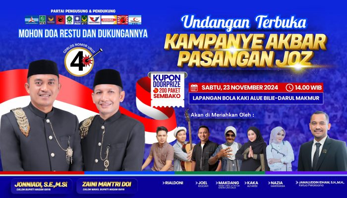 Paslon JOZ Gelar Kampanye Akbar di Alue Bilie, Sejumlah Artis Aceh Ikut Meriahkan