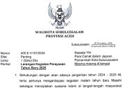 Pj Walikota Subulussalam Keluarkan Larangan Keramain di Malam Tahun Baru