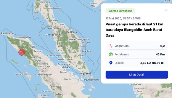 Gempa 6,2 SR Guncang Aceh Barat Daya, BMKG: Tak Picu Tsunami