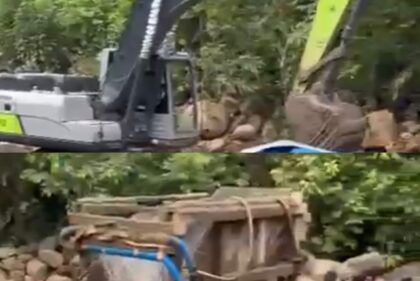 Foto : Alat berat di tambang ilegal di kecamatan Babahrot.