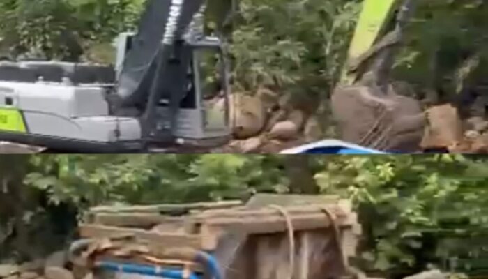 Foto : Alat berat di tambang ilegal di kecamatan Babahrot.